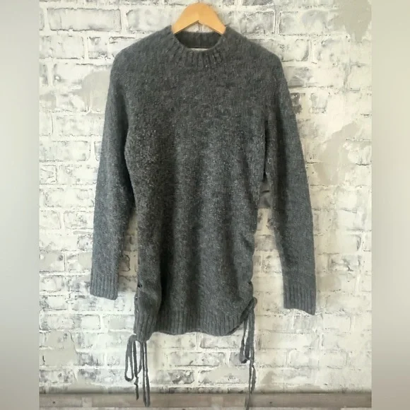 Lovers + Friends | Gray Sweater Dress Lace-up Side Ties - Picture 6 of 9
